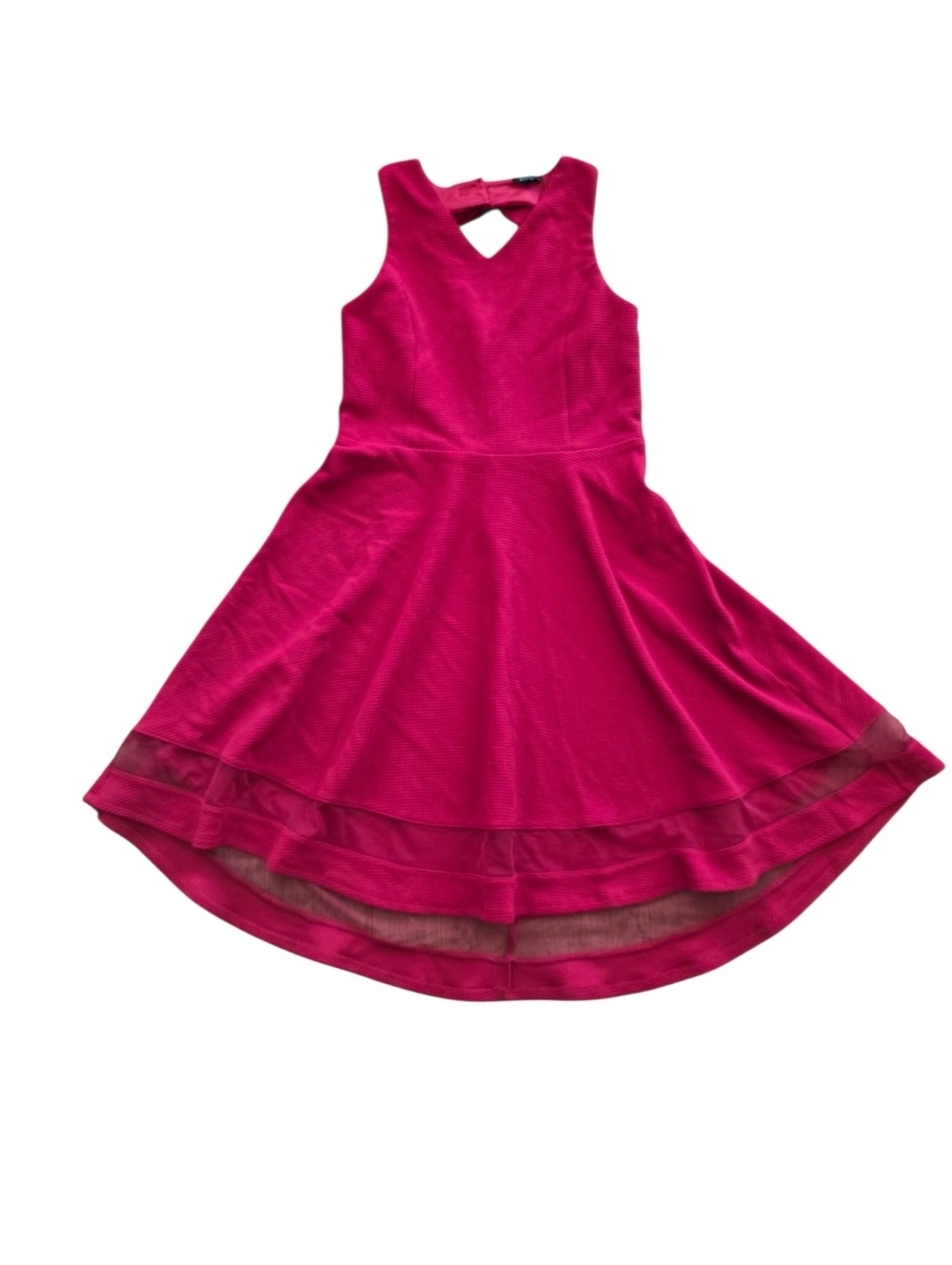 Zunie Girls' Bright Red Sleeveless Fit-and-Flare Bow Back Dress 16